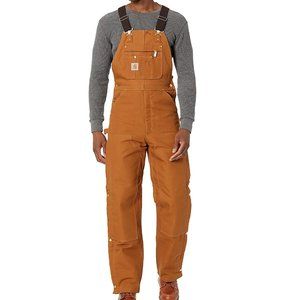 NWT Carhartt Men's Quilt Lined Zip To Thigh Bib Overalls Brown $220 42x28 II063